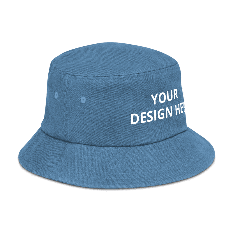 Denim Bucket Hat - Unisex Classic Urban Wear - Personalized Name Logo Floppy Hat