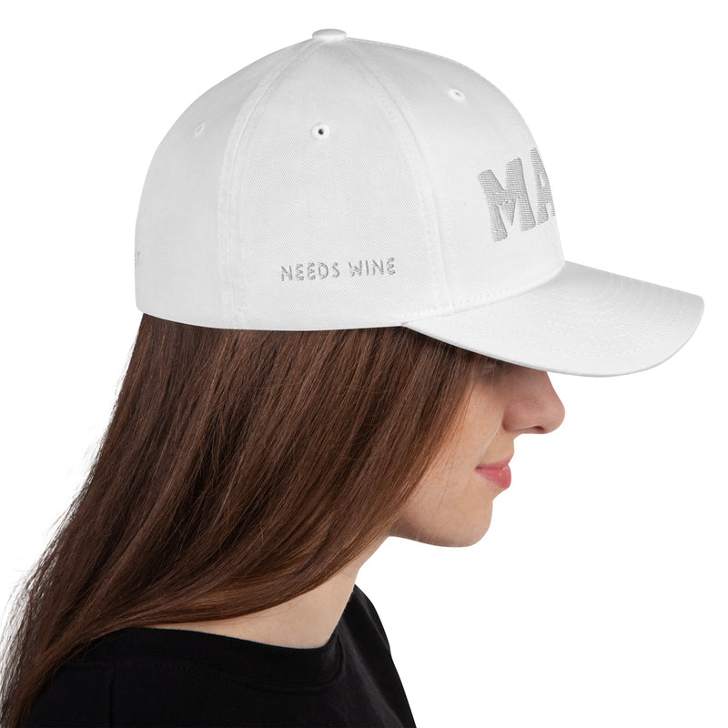 Structured Closed Back Cap - Mama Needs Wine Design - Fashionable Urban Street Wear - Unisex Athletic Wear