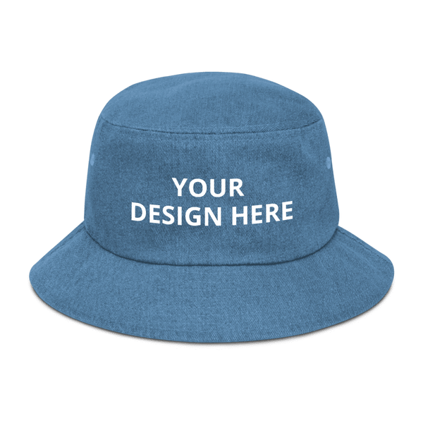 Denim Bucket Hat - Unisex Classic Urban Wear - Personalized Name Logo Floppy Hat