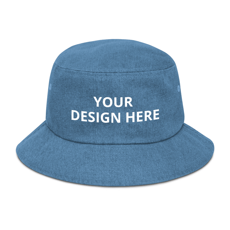 Denim Bucket Hat - Unisex Classic Urban Wear - Personalized Name Logo Floppy Hat