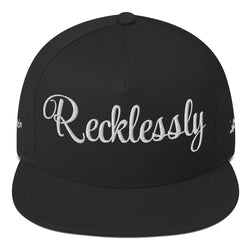 SnapBack Flat Bill Cap - Recklessly Thinking Cap Design - Fashionable Urban Street Wear - Unisex Athletic Wear