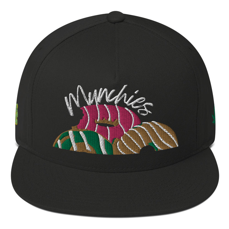 SnapBack Flat Bill Cap - Donut Munchies Design - Fashionable Urban Street Wear - Unisex Athletic Wear