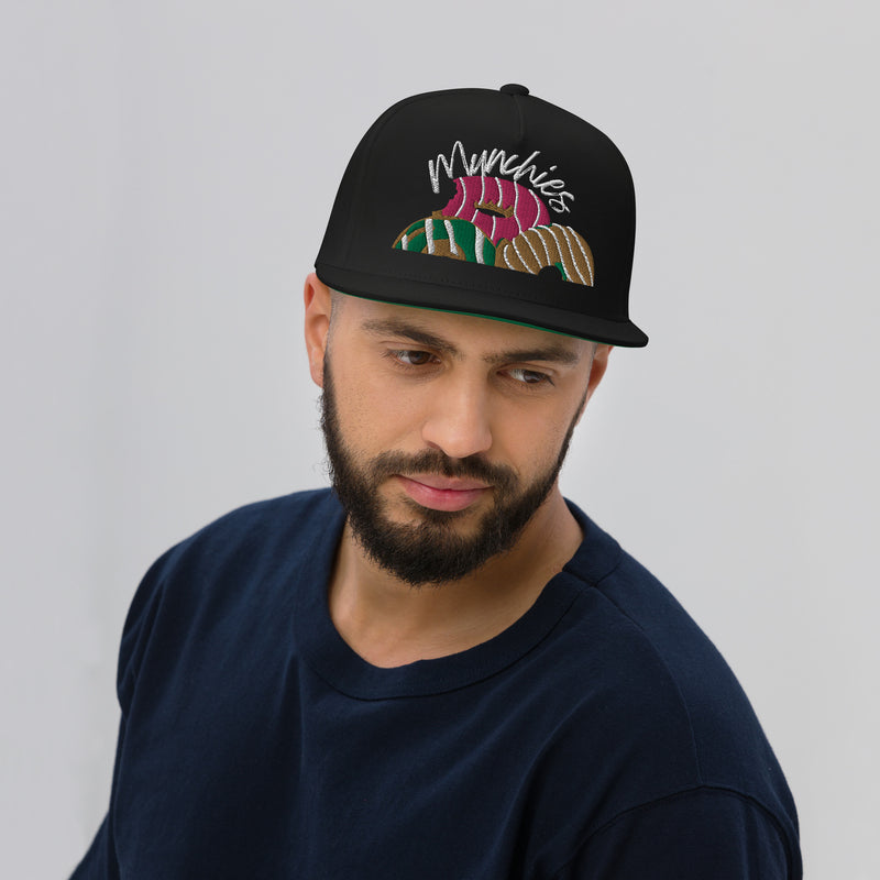 SnapBack Flat Bill Cap - Donut Munchies Design - Fashionable Urban Street Wear - Unisex Athletic Wear