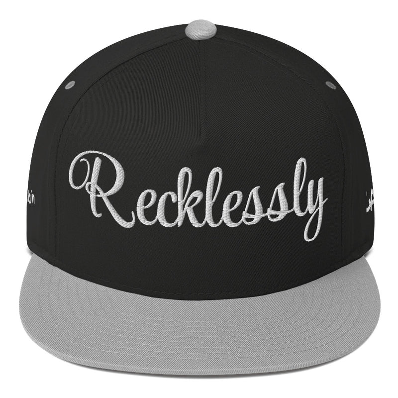 SnapBack Flat Bill Cap - Recklessly Thinking Cap Design - Fashionable Urban Street Wear - Unisex Athletic Wear