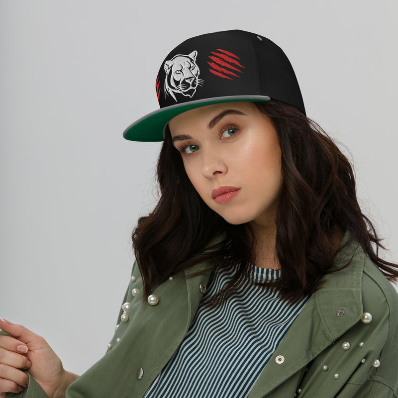 SnapBack Flat Bill Cap - Panther Scratch Design - Fashionable Urban Street Wear - Unisex Athletic Wear