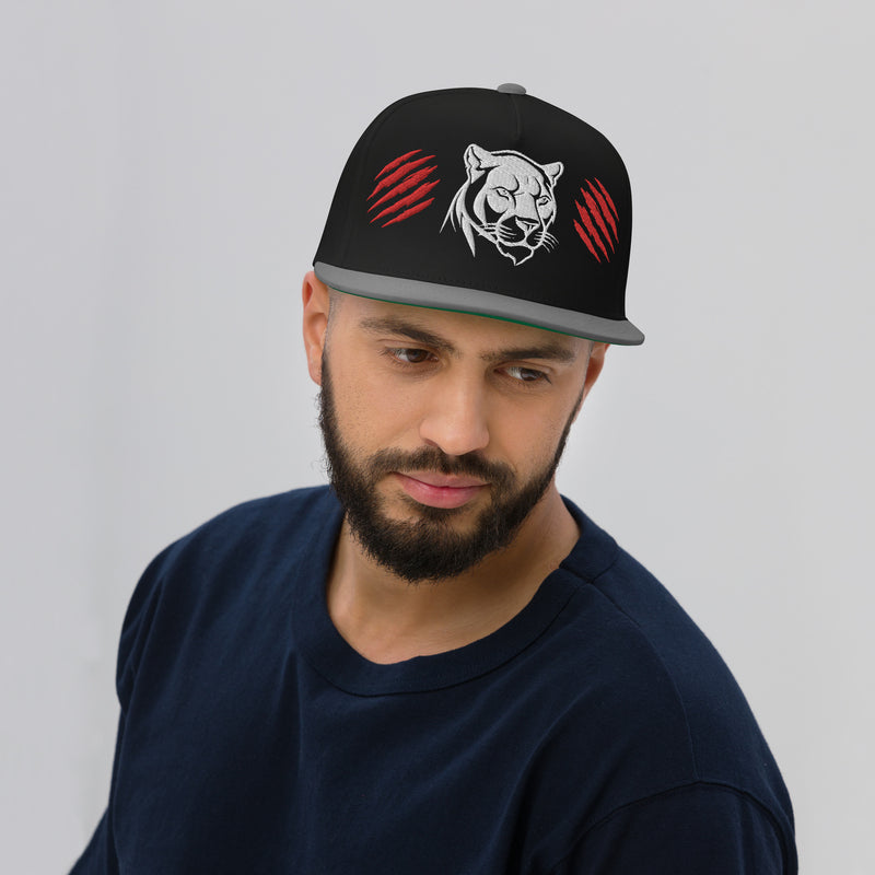 SnapBack Flat Bill Cap - Panther Scratch Design - Fashionable Urban Street Wear - Unisex Athletic Wear