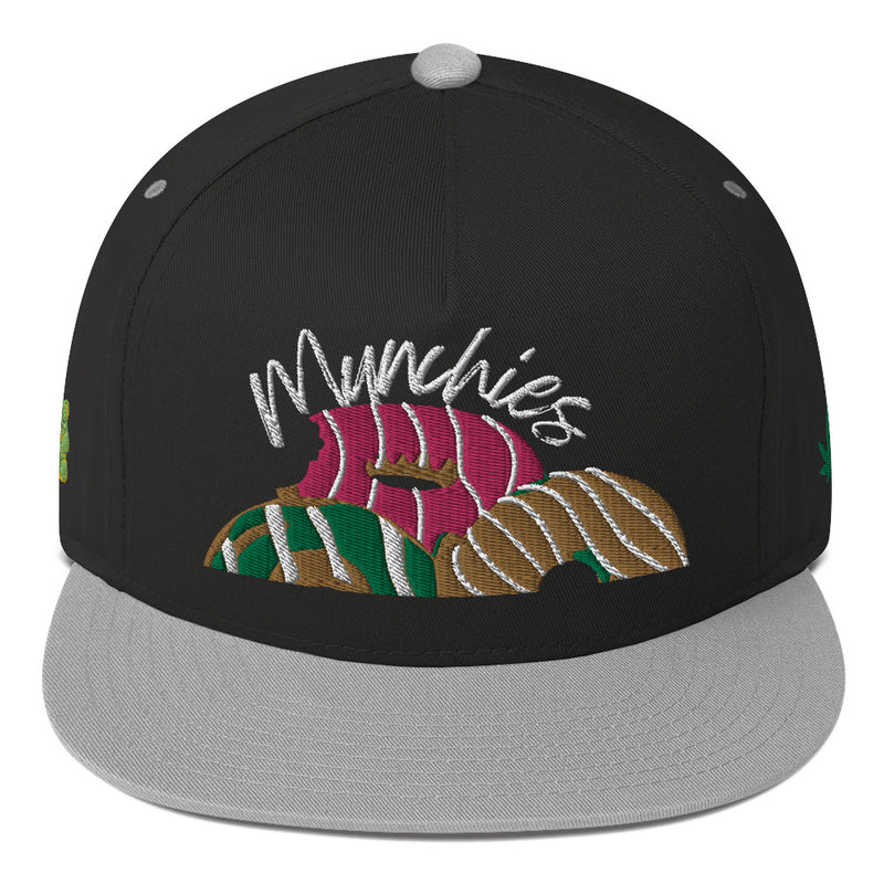 SnapBack Flat Bill Cap - Donut Munchies Design - Fashionable Urban Street Wear - Unisex Athletic Wear