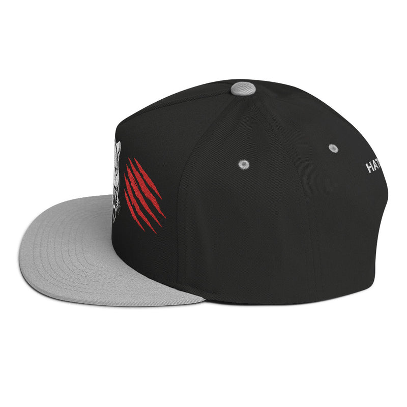 SnapBack Flat Bill Cap - Panther Scratch Design - Fashionable Urban Street Wear - Unisex Athletic Wear