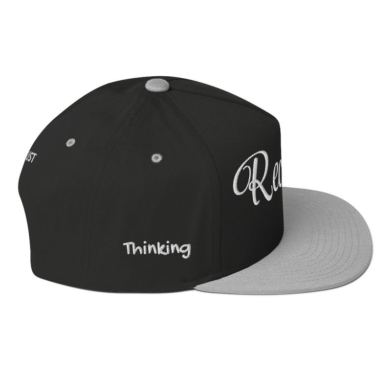 SnapBack Flat Bill Cap - Recklessly Thinking Cap Design - Fashionable Urban Street Wear - Unisex Athletic Wear