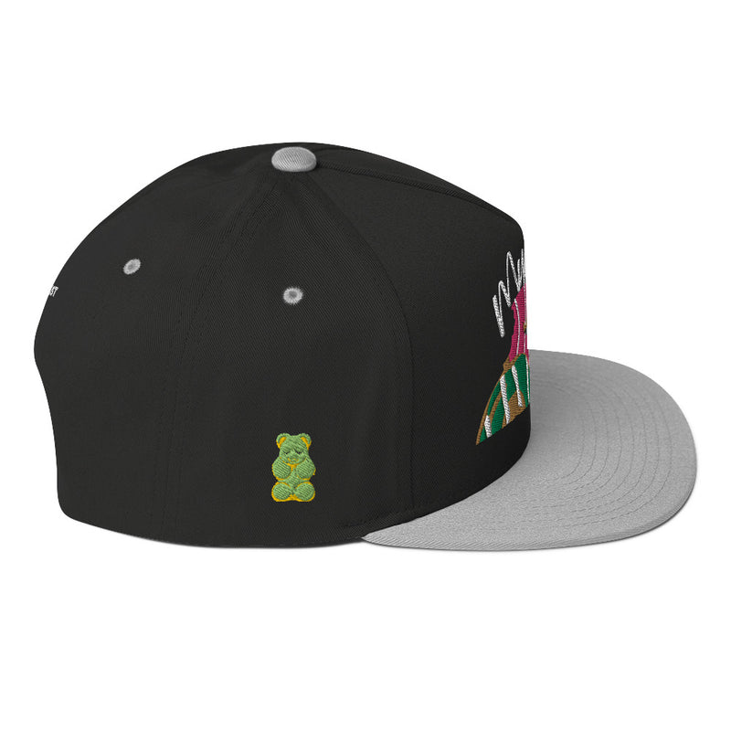 SnapBack Flat Bill Cap - Donut Munchies Design - Fashionable Urban Street Wear - Unisex Athletic Wear