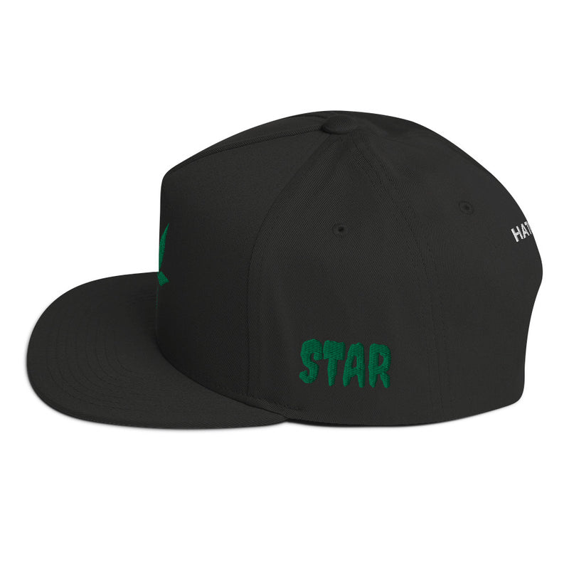 SnapBack Flat Bill Cap - Weed Leaf Design - Fashionable Urban Street Wear - Unisex Athletic Wear