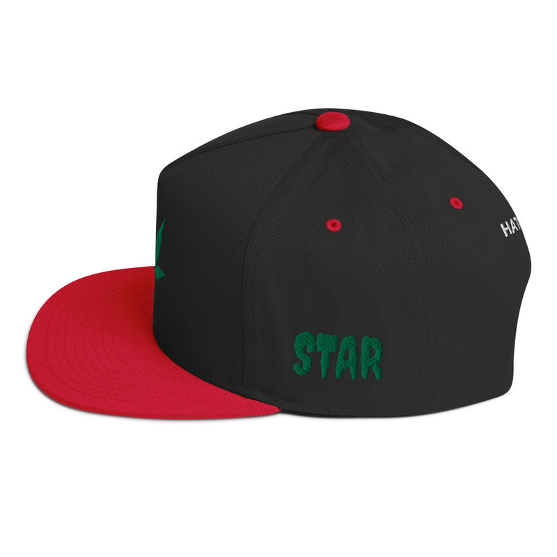 SnapBack Flat Bill Cap - Weed Leaf Design - Fashionable Urban Street Wear - Unisex Athletic Wear