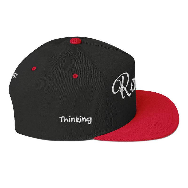 SnapBack Flat Bill Cap - Recklessly Thinking Cap Design - Fashionable Urban Street Wear - Unisex Athletic Wear