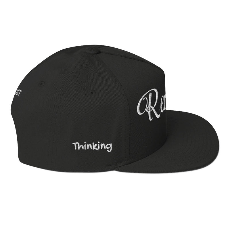 SnapBack Flat Bill Cap - Recklessly Thinking Cap Design - Fashionable Urban Street Wear - Unisex Athletic Wear