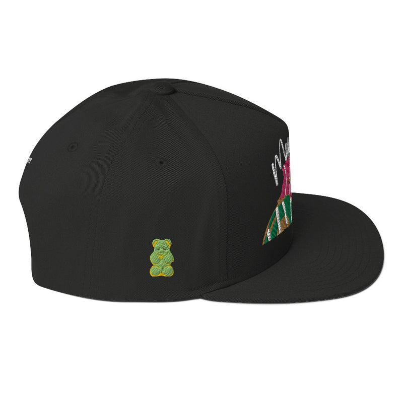 SnapBack Flat Bill Cap - Donut Munchies Design - Fashionable Urban Street Wear - Unisex Athletic Wear