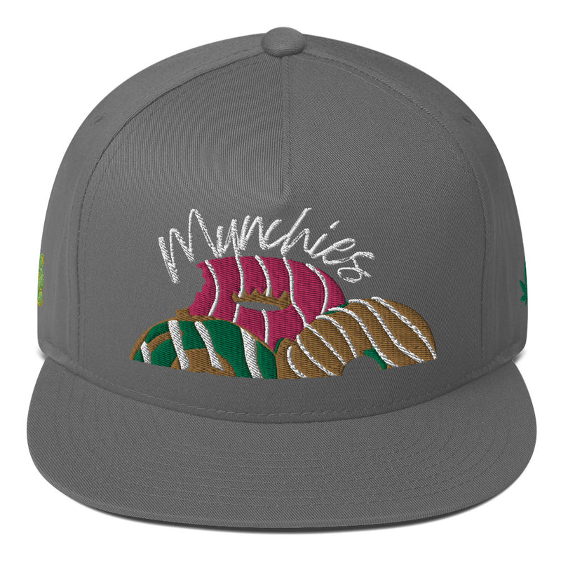 SnapBack Flat Bill Cap - Donut Munchies Design - Fashionable Urban Street Wear - Unisex Athletic Wear