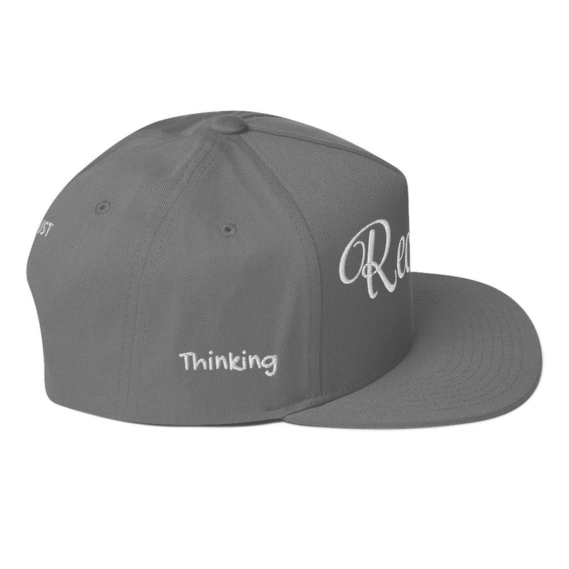 SnapBack Flat Bill Cap - Recklessly Thinking Cap Design - Fashionable Urban Street Wear - Unisex Athletic Wear