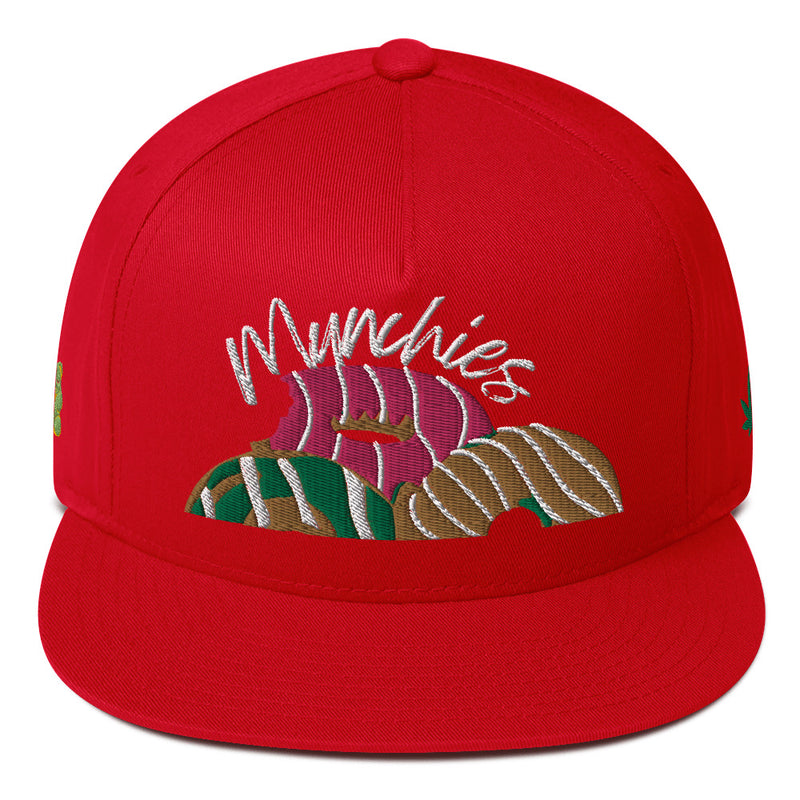 SnapBack Flat Bill Cap - Donut Munchies Design - Fashionable Urban Street Wear - Unisex Athletic Wear