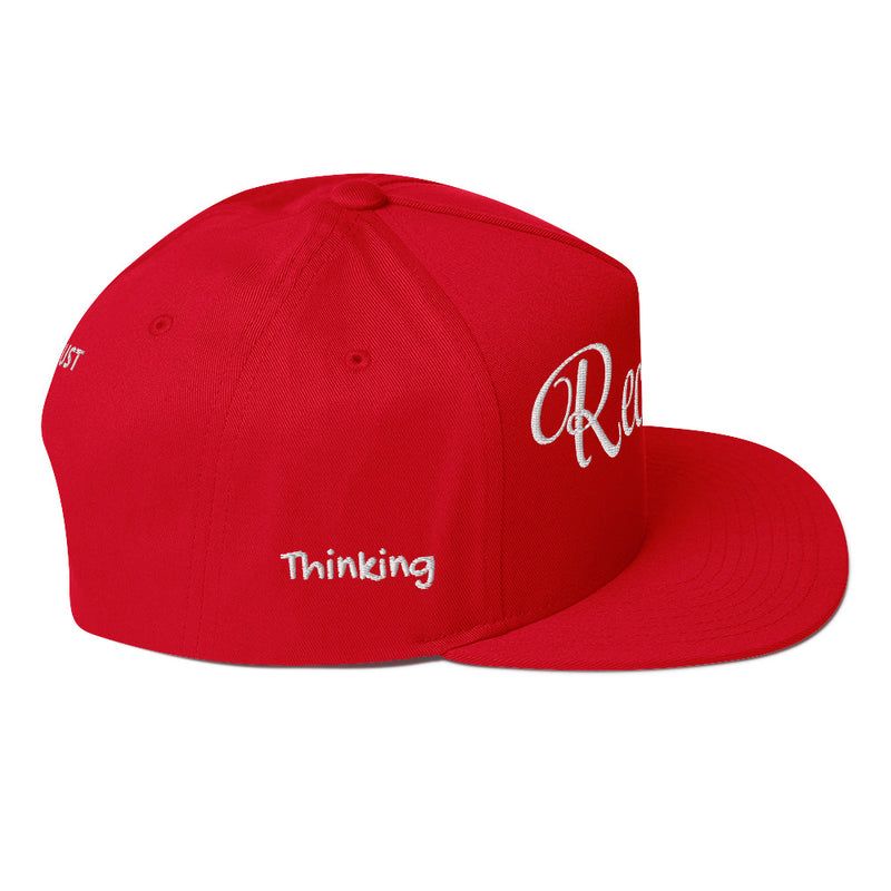 SnapBack Flat Bill Cap - Recklessly Thinking Cap Design - Fashionable Urban Street Wear - Unisex Athletic Wear