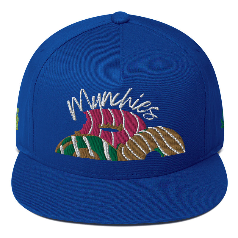 SnapBack Flat Bill Cap - Donut Munchies Design - Fashionable Urban Street Wear - Unisex Athletic Wear