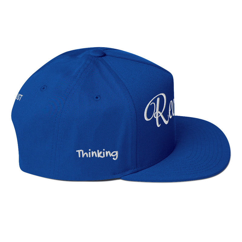 SnapBack Flat Bill Cap - Recklessly Thinking Cap Design - Fashionable Urban Street Wear - Unisex Athletic Wear