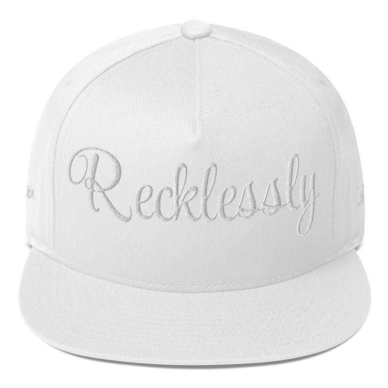 SnapBack Flat Bill Cap - Recklessly Thinking Cap Design - Fashionable Urban Street Wear - Unisex Athletic Wear