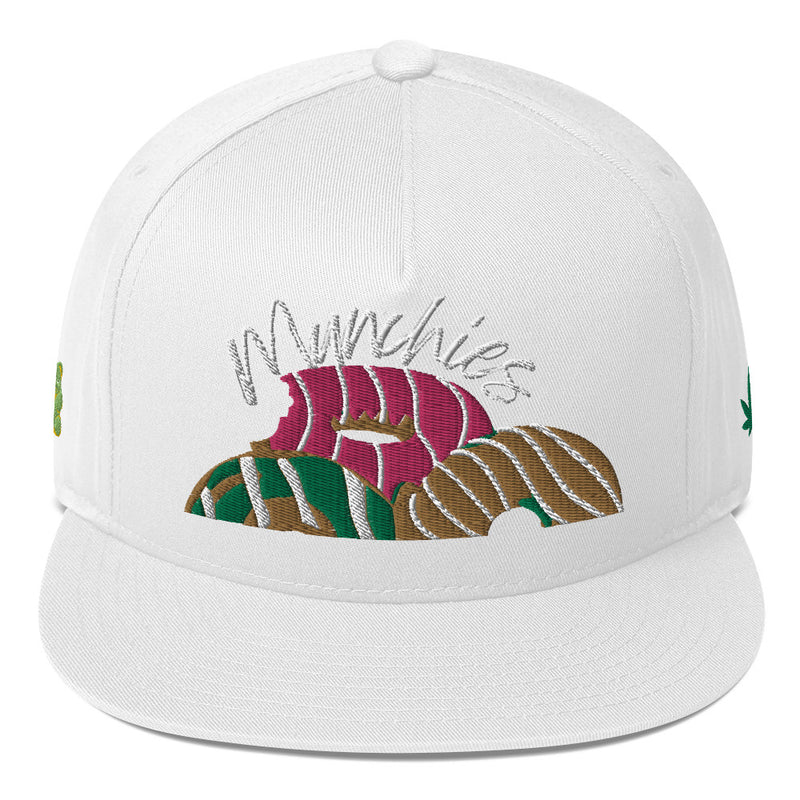 SnapBack Flat Bill Cap - Donut Munchies Design - Fashionable Urban Street Wear - Unisex Athletic Wear