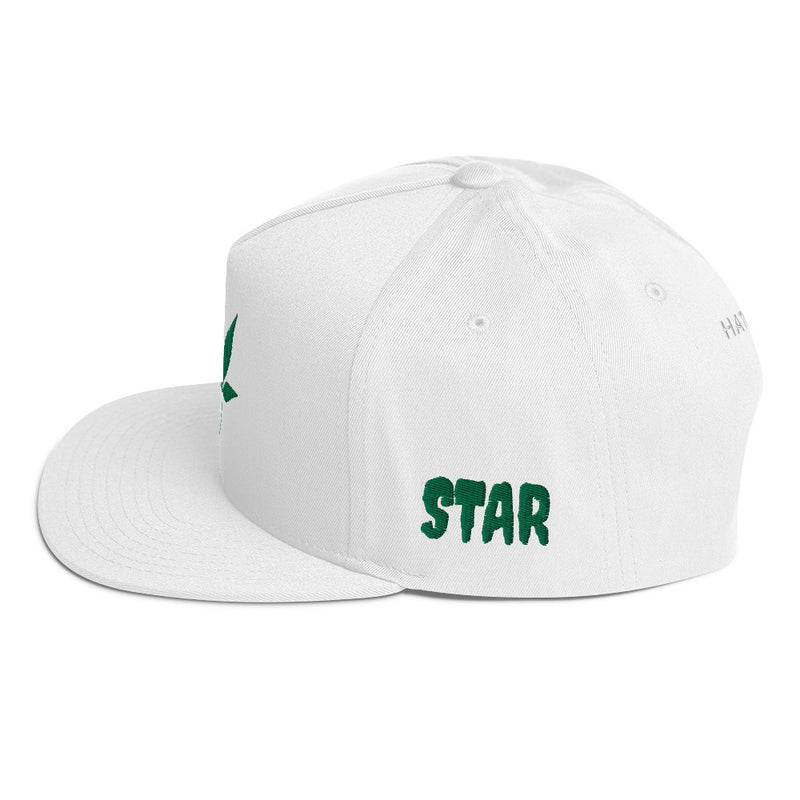 SnapBack Flat Bill Cap - Weed Leaf Design - Fashionable Urban Street Wear - Unisex Athletic Wear