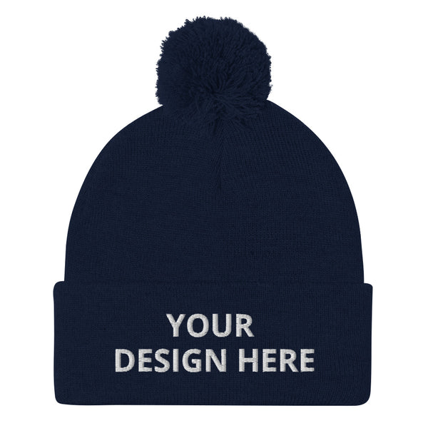 Customized Pom-Pom Style Beechfield Brand Beanie - Warm Skull Cap - Cold Weather Headwear - Unisex Toboggan