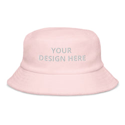 Customized Terry Cloth Bucket Hat - Unisex Soft Urban Wear - Personalized Name Logo Floppy Hat