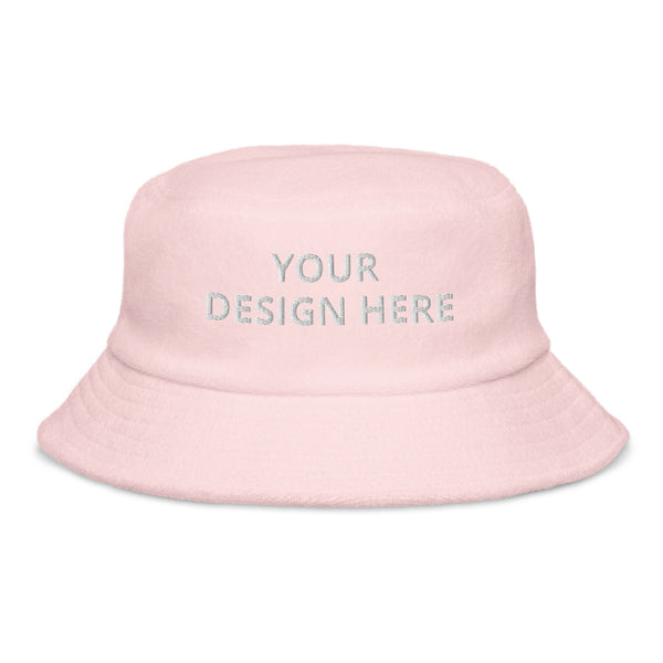 Customized Terry Cloth Bucket Hat - Unisex Soft Urban Wear - Personalized Name Logo Floppy Hat