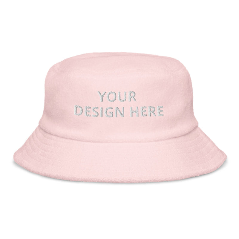 Customized Terry Cloth Bucket Hat - Unisex Soft Urban Wear - Personalized Name Logo Floppy Hat